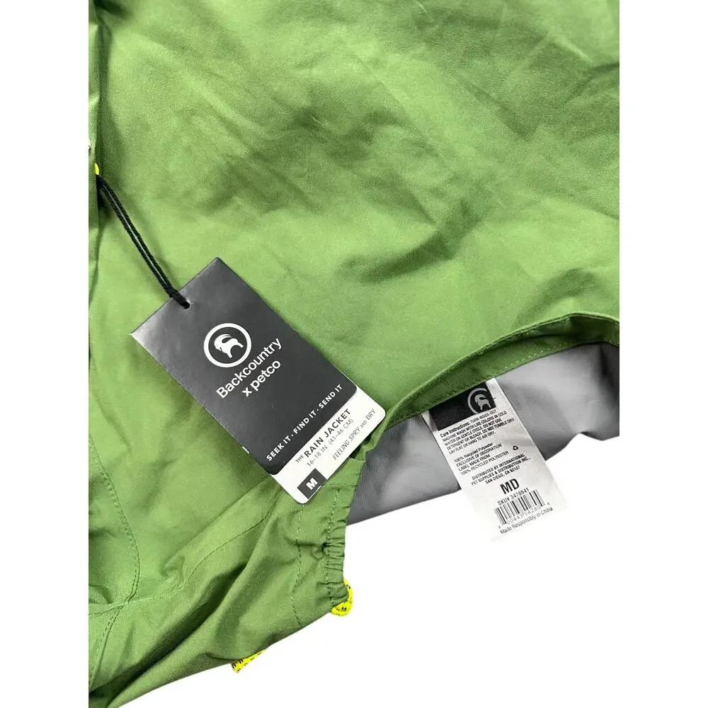 Backcountry x Petco Dog Rain Jacket Green Waterproof Hooded Medium